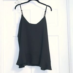 C & E NWOT Black Cami w/ Ruffle Hemline